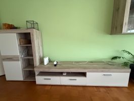 Möbelset Wohnzimmer MDF Holzoptik/Weiss guter Zustand