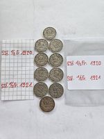 50 Rappen Silbermünzen Schweiz 1920 und 1921 10 Stück