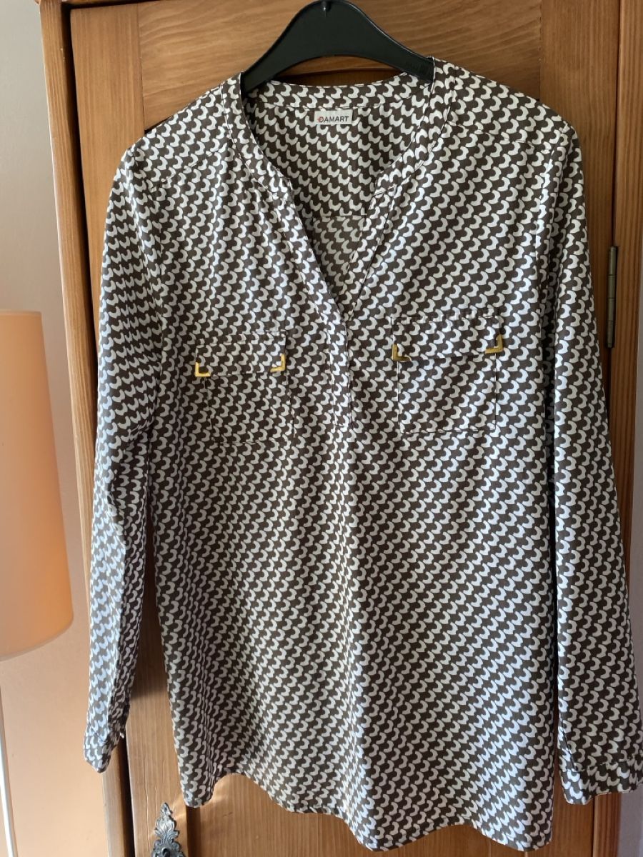 Camicette: Damart Bluse Damen Langarm Grösse 40 Muster – Usato da Schaffhausen venduto da purzel51