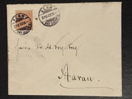 Inlandbrief 1883 Bern nach Aarau | Stempel Bahnhof EXP.