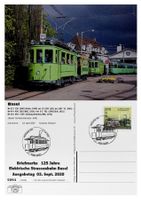 Basel Dreispitz Tram Ersttagskarte Briefmarke 125 Jahre BVB