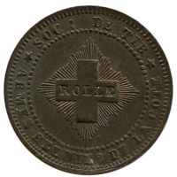 Jeton SOC. DE TIR ARMES RÉUNIES DE LA CÔTE 1862 ROLLE Zink