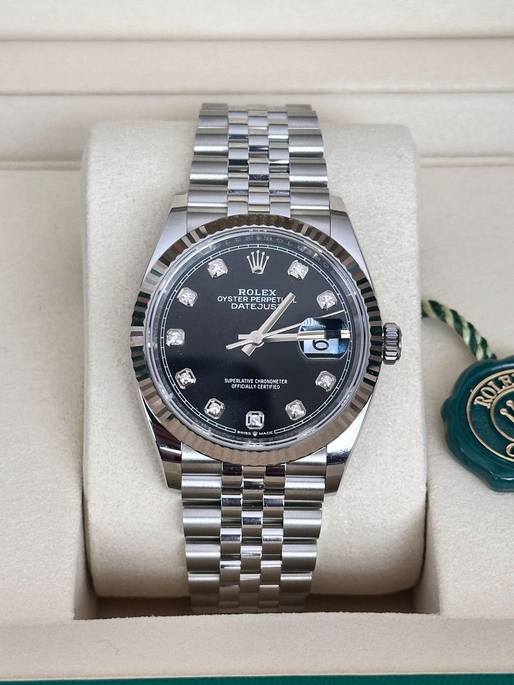 Rolex Uhren: NEW Rolex Datejust 36 07/26 Black Diamond Dial – Neu und originalverpackt aus Kreuzlingen von GentlemansWatches