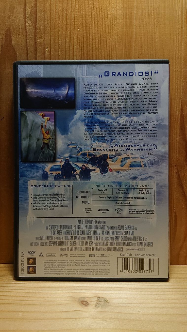 Alle DVDs: THE DAY AFTER TOMORROW DVD mit Dennis Quaid – Gebraucht aus Wilderswil von Exebub 1