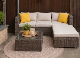 Polyrattan Gartenlounge mit neuen Kissen