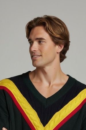 Björn Borg Grüner V-Ausschnitt Pullover mit Streifenakzenten