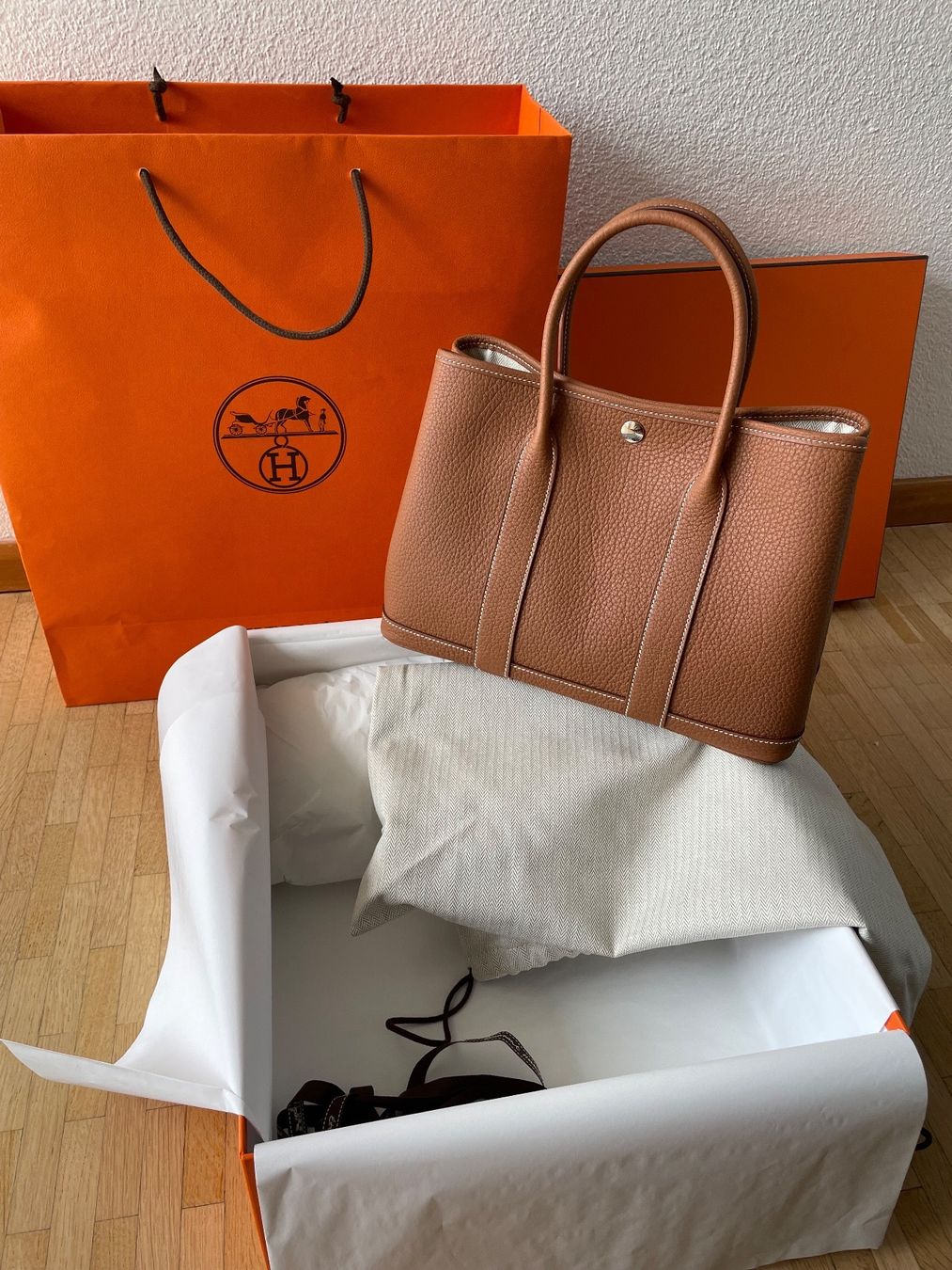 Hermès Borse da donna: Hermes Garden Party 30 Gold – Nuovo e nell'imballaggio originale da Zürich venduto da HBe