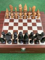 Schach - Figuren „Afrika“ mit Schachbrett (Holz - Kiste)