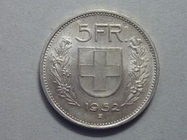5 Fr.  1952  vz. / stgl. Auflage 0,15 Mio. Prägungen