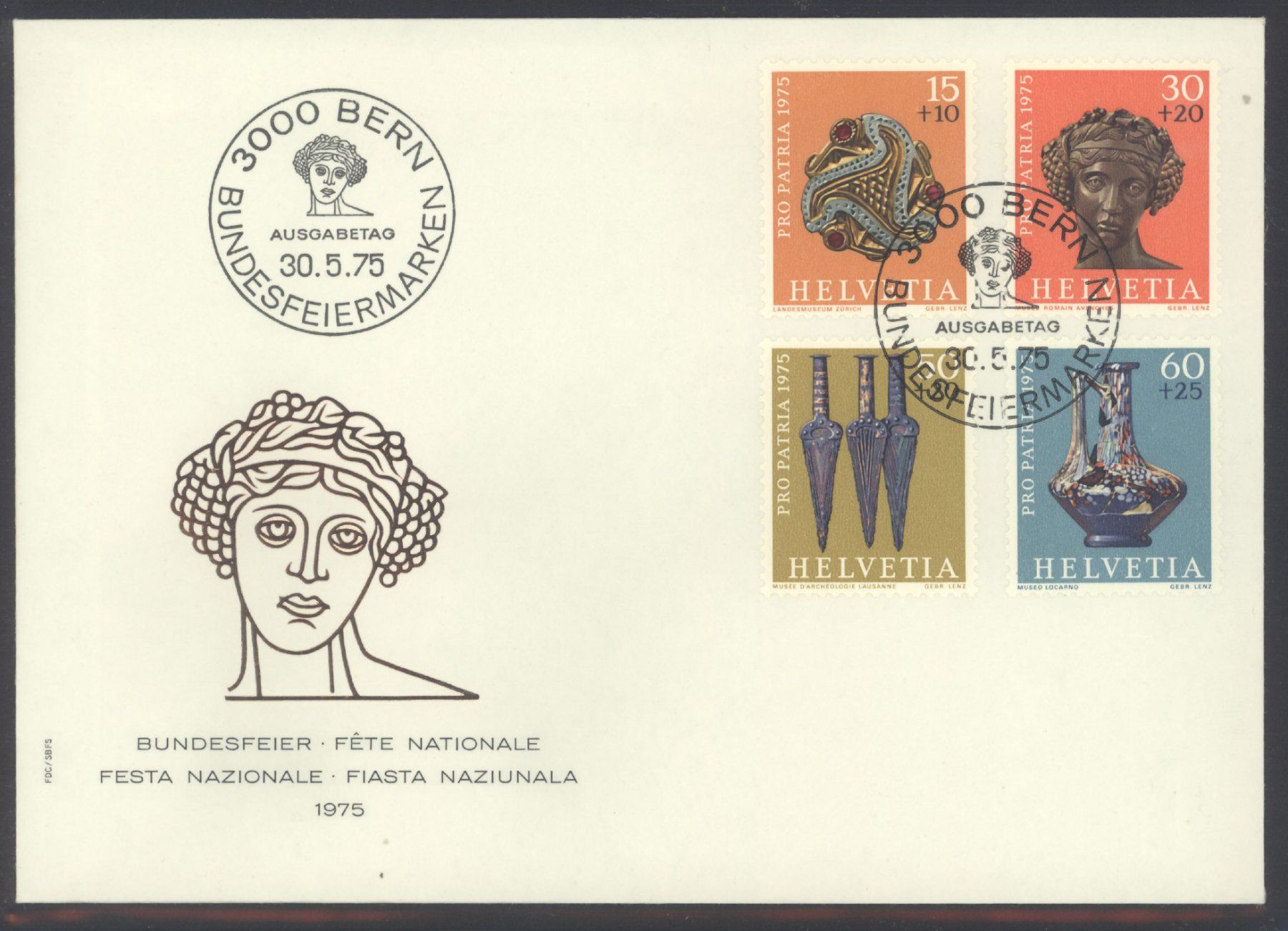 Tutti i francobolli: 1975, Pro Patria, FDC – Usato da Willisau venduto da Vollstempel