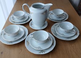Kaffeeservice Kahla Porzellan Golddekor 17-teilig Vintage
