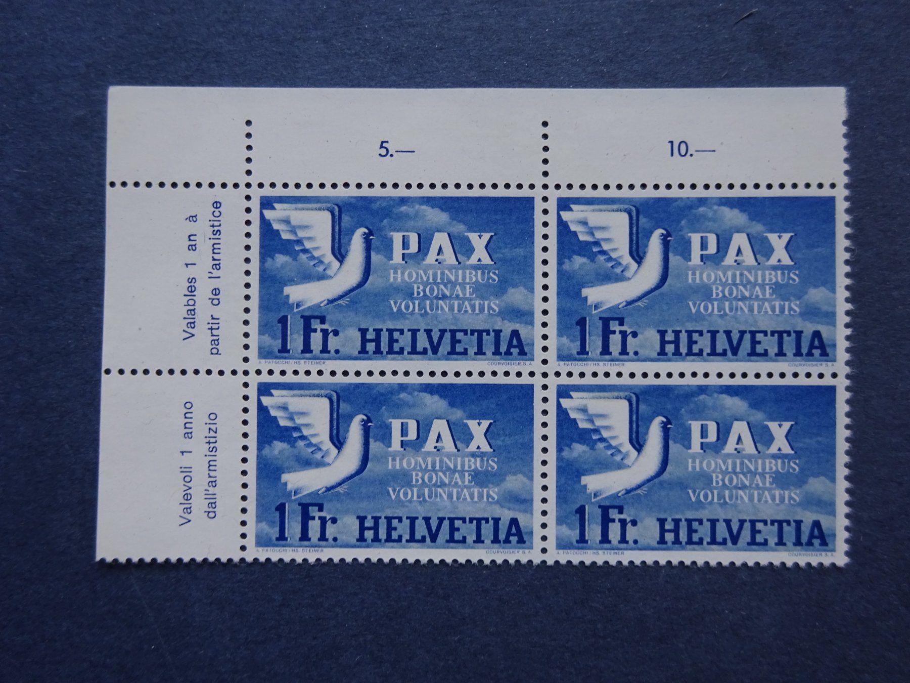 Tutti i francobolli: 1945 PAX Z-Nr. 270 4er Block postfrisch** – Usato da Appenzell-Steinegg venduto da adi1975