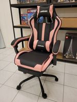 Neuer Gamer Stuhl Gaming Chair Schwarz Pink mit Fussteil