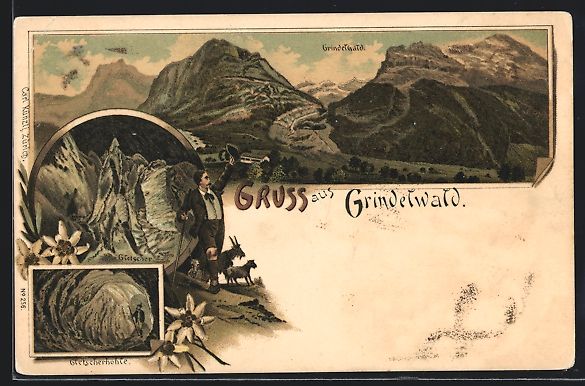 Cartoline postali: Litho Grindelwald, Gletscher u. Gletsche – Usato da Berlin venduto da bartko-reher