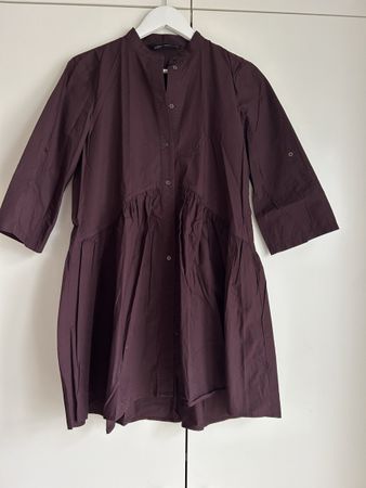 Blusenkleid, Zara, Gr. M, Farbe Aubergine/Dunkelviolett