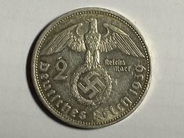 2 Reichsmark Deutsches Reich 1939 Paul von Hindenburg.silber