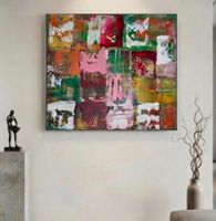 Gemälde Quatratisch Bunt handmade 50×60×4