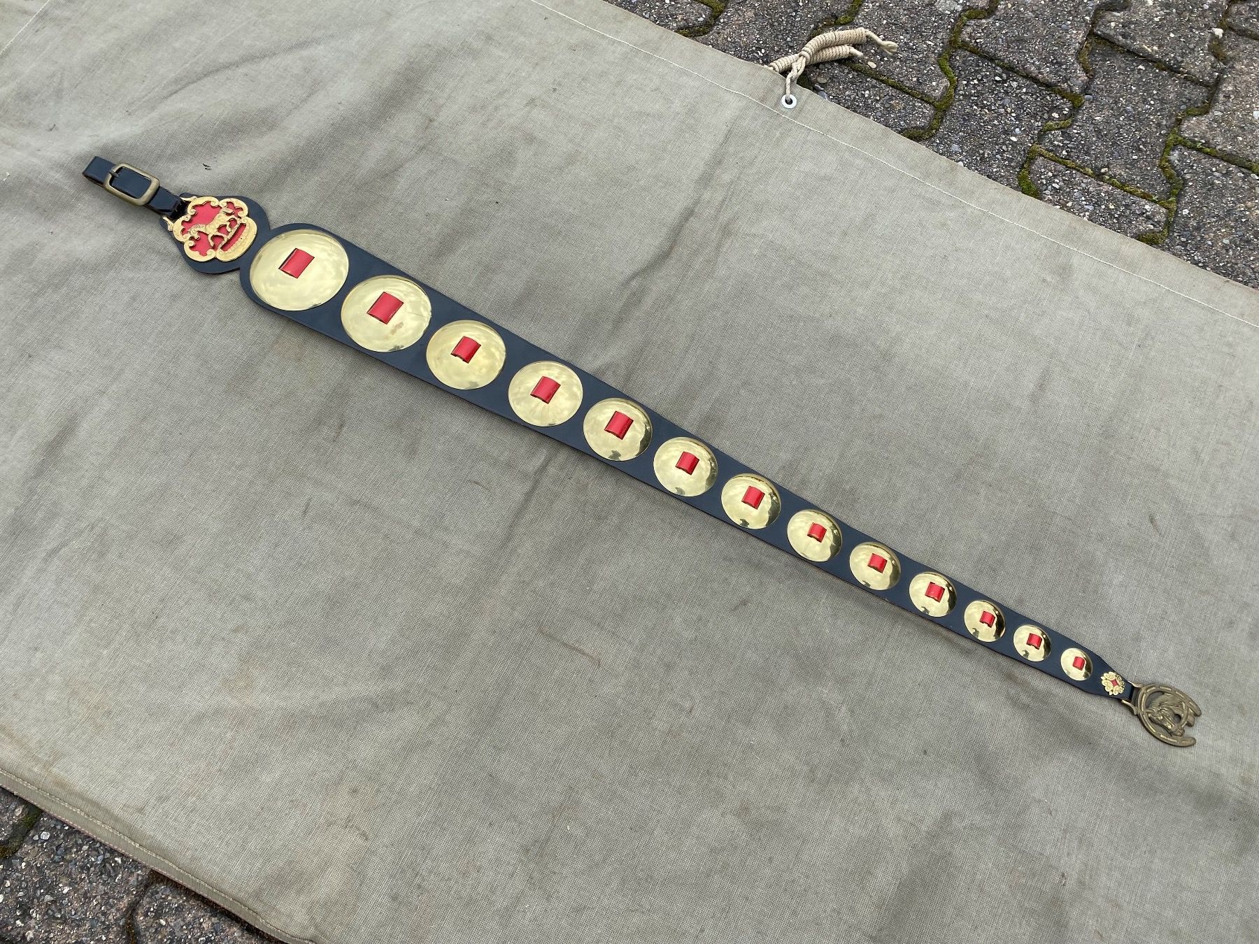 Campanacci mucche: schöner Staatsriemen mit Messing Rosetten – Usato da Feldbach venduto da Fea1 2