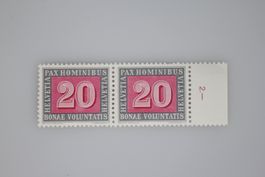 Schweiz PAX 20 Rp Briefmarken Paar Randstück Postfrisch #29
