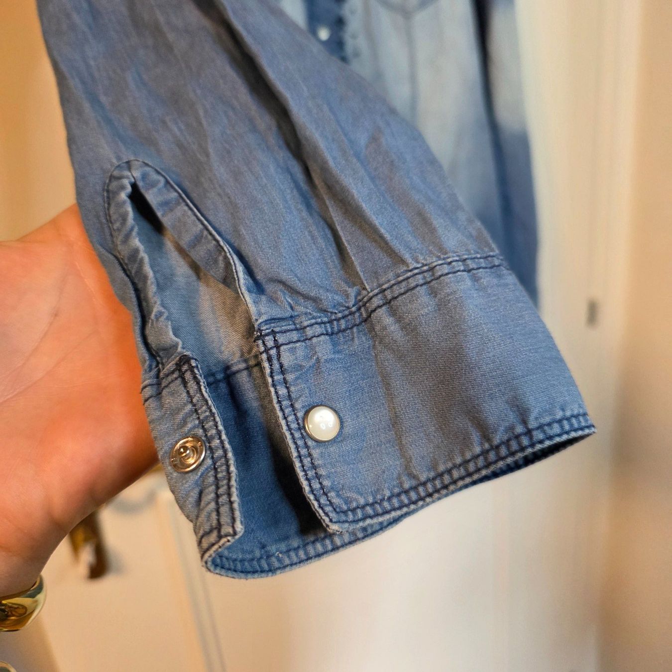 Camicette: Denim Hemd Bluse Gr.38/40 Western Style Baumwolle – Usato da Wald ZH venduto da CapLux 3