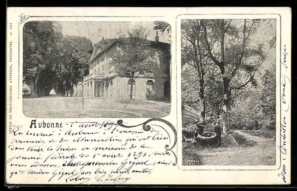 Cartoline postali: Aubonne, Villa mit Säulenvorbau, Garten – Usato da Berlin venduto da bartko-reher