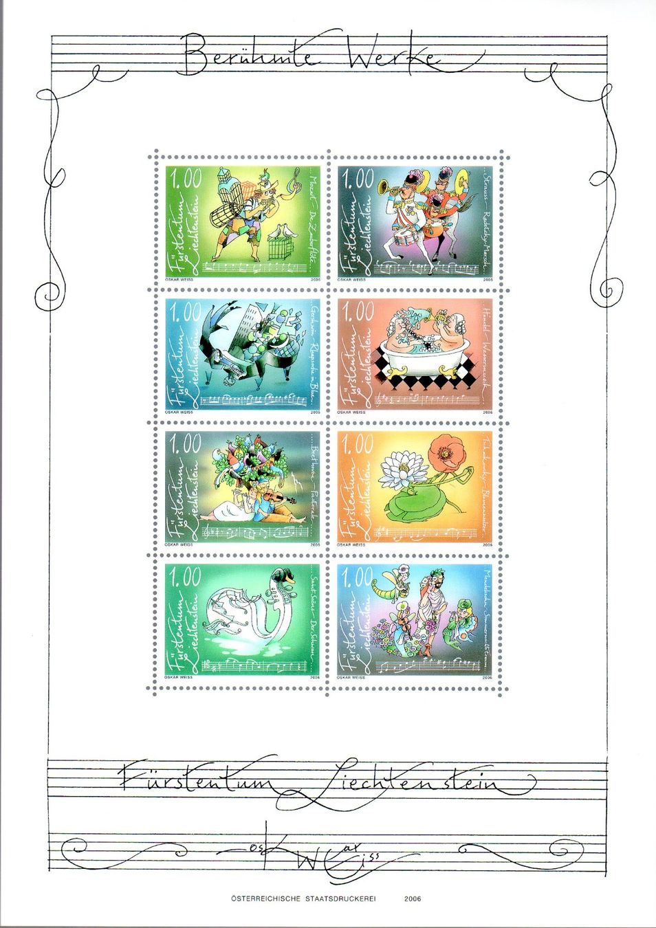 Tutti i francobolli: LIECHTENSTEIN BRÜHMTE WERKE BOGEN  2006 **POSTFRISCH** -BR51 – Nuovo (secondo la descrizione) da Losone venduto da EM2019