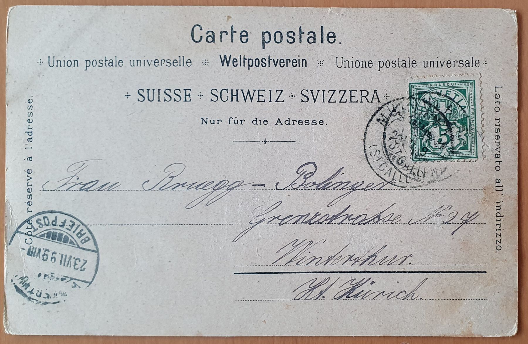 Cartoline postali: Gruss vom Hörnli 1899 – Usato da Kreuzlingen venduto da Rschweiz1 1