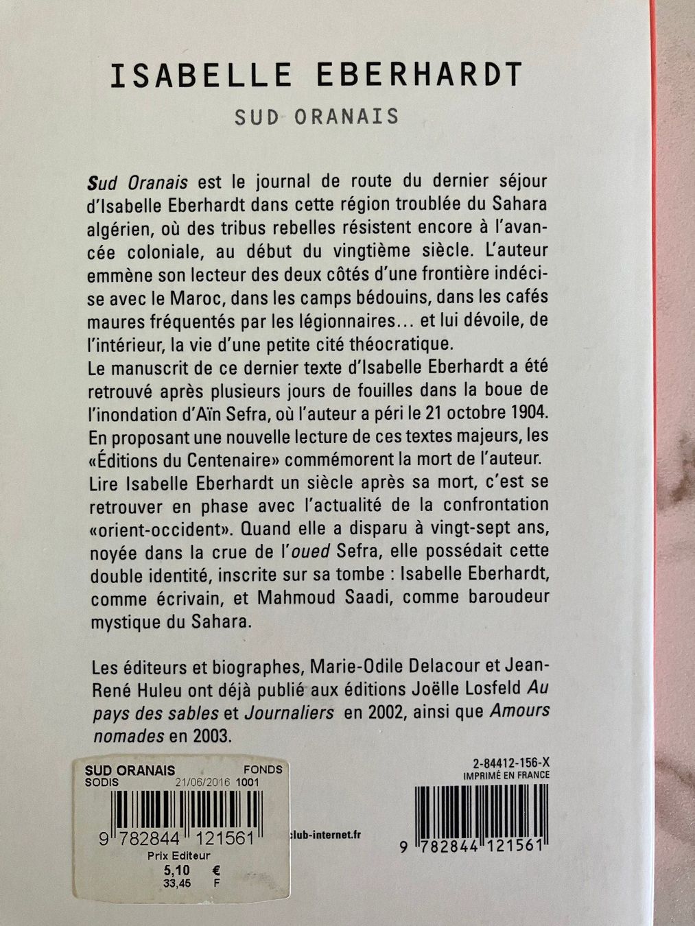 Libri: Sud Oranais de Isabelle Eberhardt - Ed. J Losfeld – Usato da Weggis venduto da Serger 1