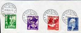 PRO JUVENTUTE SERIE 1934 SAUBER GESTEMPELT AUF FRAGMENT -AB