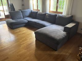 Sofa Polstergarnitur Jersey mit Recamiere und Ottomane