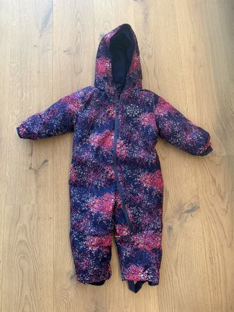 Kinder Schneeanzug Grösse 86 dunkelblau pink Muster