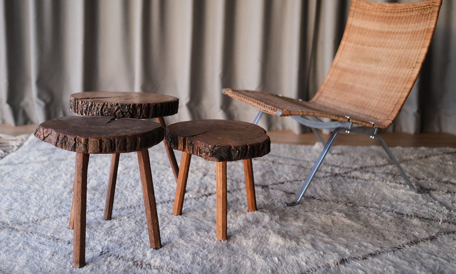 Tischset: 3 Beistelltische Rustic / Mid Century modern – Gebraucht aus Bern von Zmodern_VIN 7