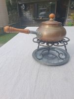 Service à fondue Stockli cuivre manche bois état usagé