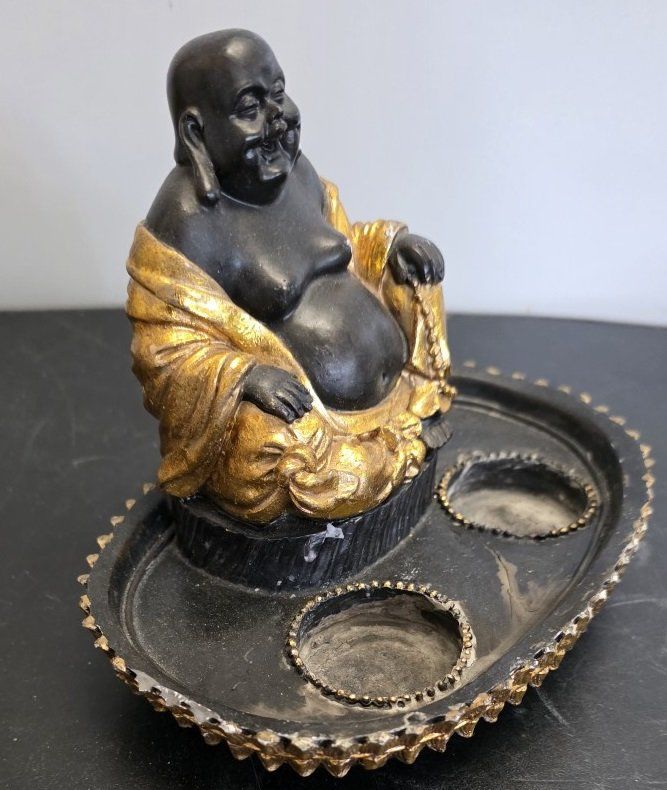 Alle Dekorationen: Deko Buddha Figur schwarz gold mit Teelichthalter – Gebraucht aus Flums von Flumsantik 2