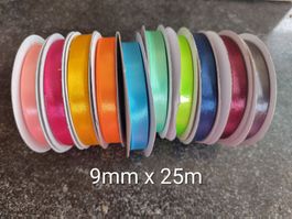 10 Satinband Rolle 9mm x 25m Bunt Set 2
