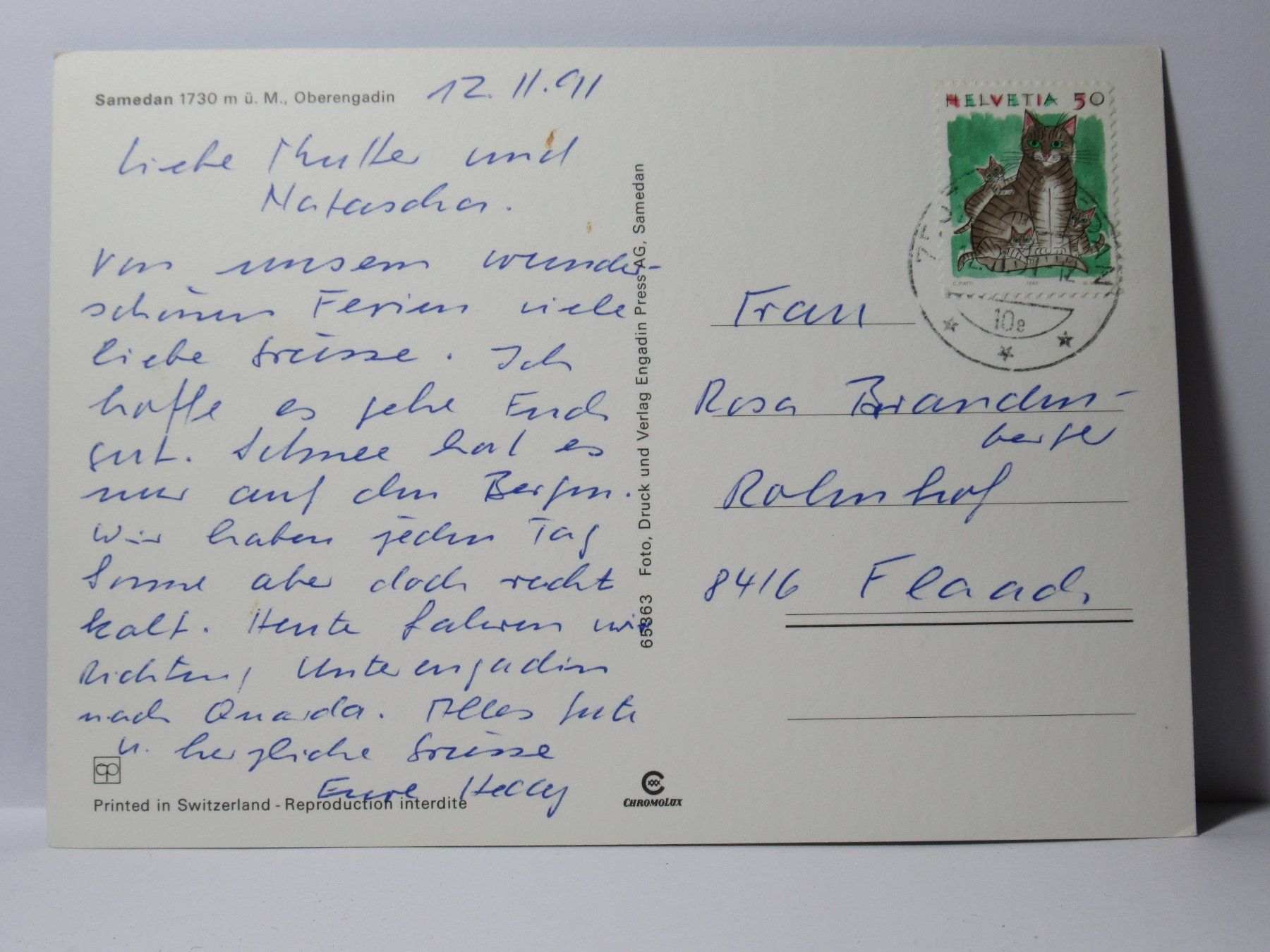 Cartes postales: Samedan , Kirche 1991 – D'occasion à Grenchen par Bluemchen1900 2