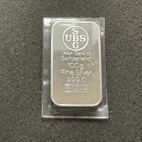 100 gramm Silber Barren Schweiz UBS Bank ovp - 1