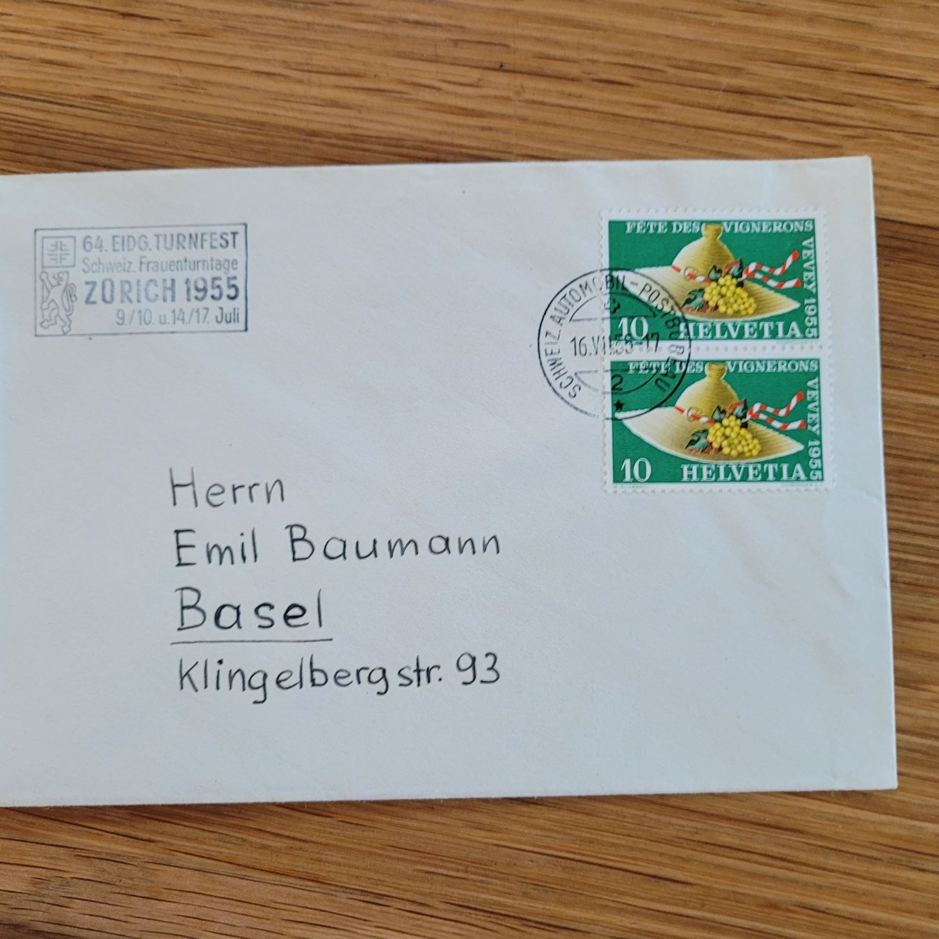Tous les timbres: Dokument Brief Zürich 1955 Basel – D'occasion à Biel/Bienne par Destockweb