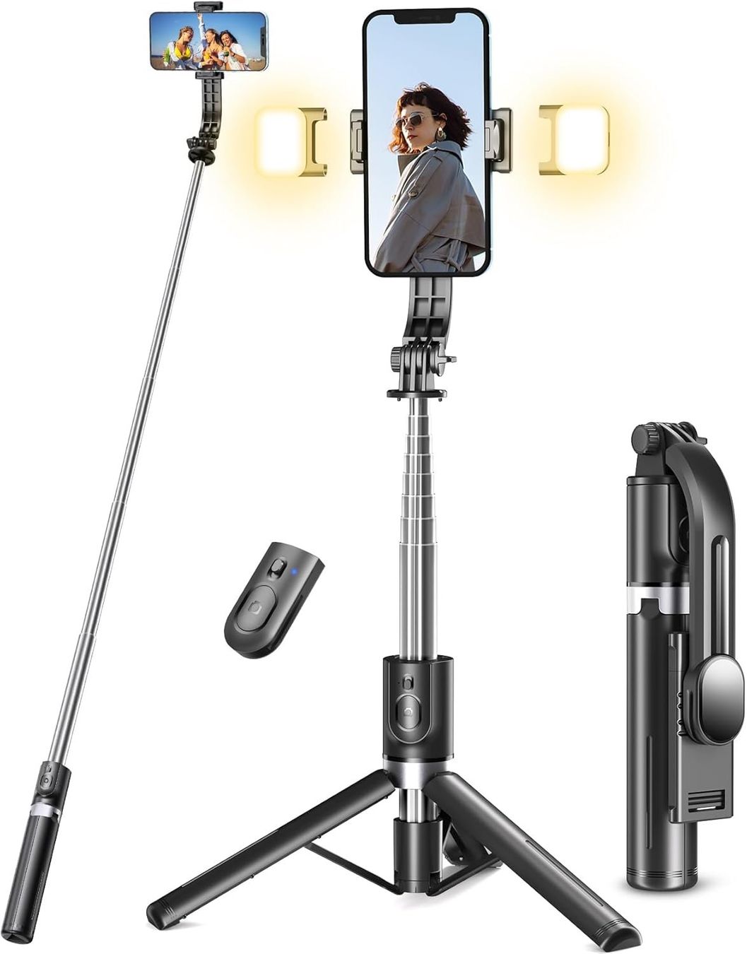 Treppiedi & Teste: Selfie Stick Stativ mit 2 Fülllichtern – Nuovo e nell'imballaggio originale da Rupperswil venduto da Cordi79