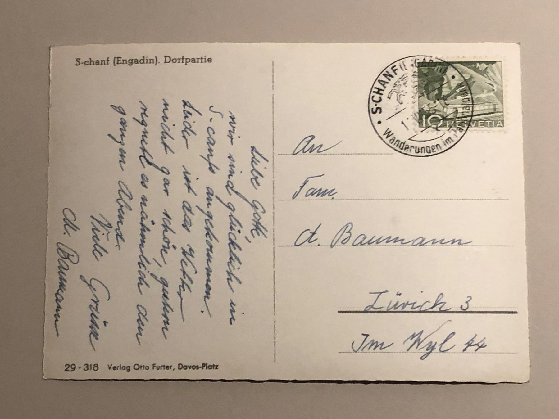 Cartoline postali: uralte Ansichtskarte S-chanf Dorfpartie – Usato da Lufingen venduto da Rac0 1