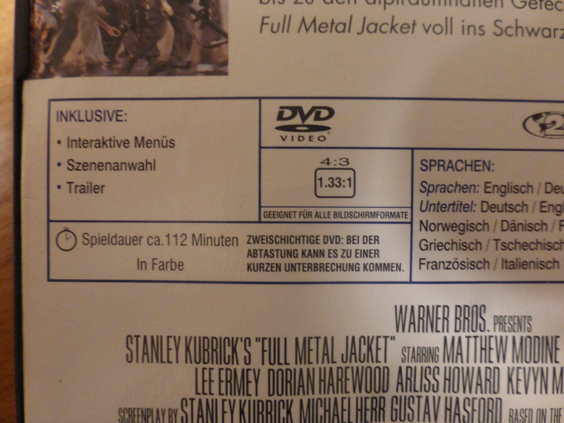 Tutti i DVDs: Full Metal Jacket Stanley Kubrick Collection DVD – Usato da Zumikon venduto da psisound 2