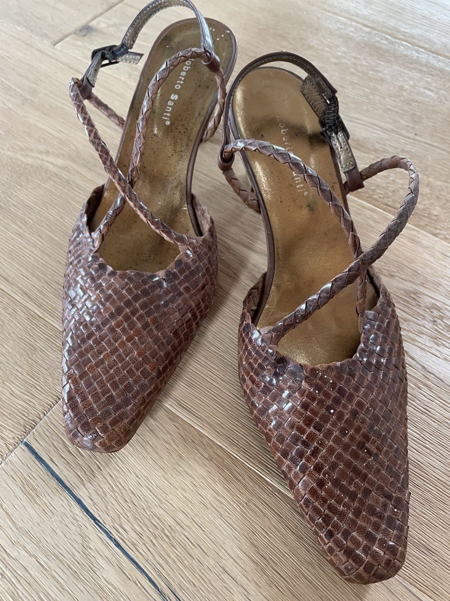 Scarpe da donna: Brauner, geflochtener Sling Pumps, Grösse 39 – Usato da Hausen AG venduto da Future4me