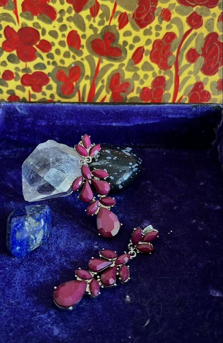Orecchini pendenti & Orecchini a lobo: Modeschmuck Tropfen Ohrringe, dunkelrot, festlich – Usato da Zürich venduto da Klimbim87