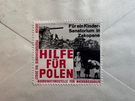 Vignette Hilfe für Polen auf Brief 1946