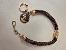 Antike Haarkette, Golddoublé, für Taschenuhr, Biedermeier