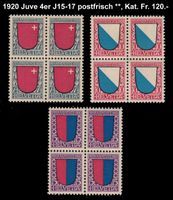 1920 Juve 4er J15-J17 postfrisch **, Kat. Fr. 120.-