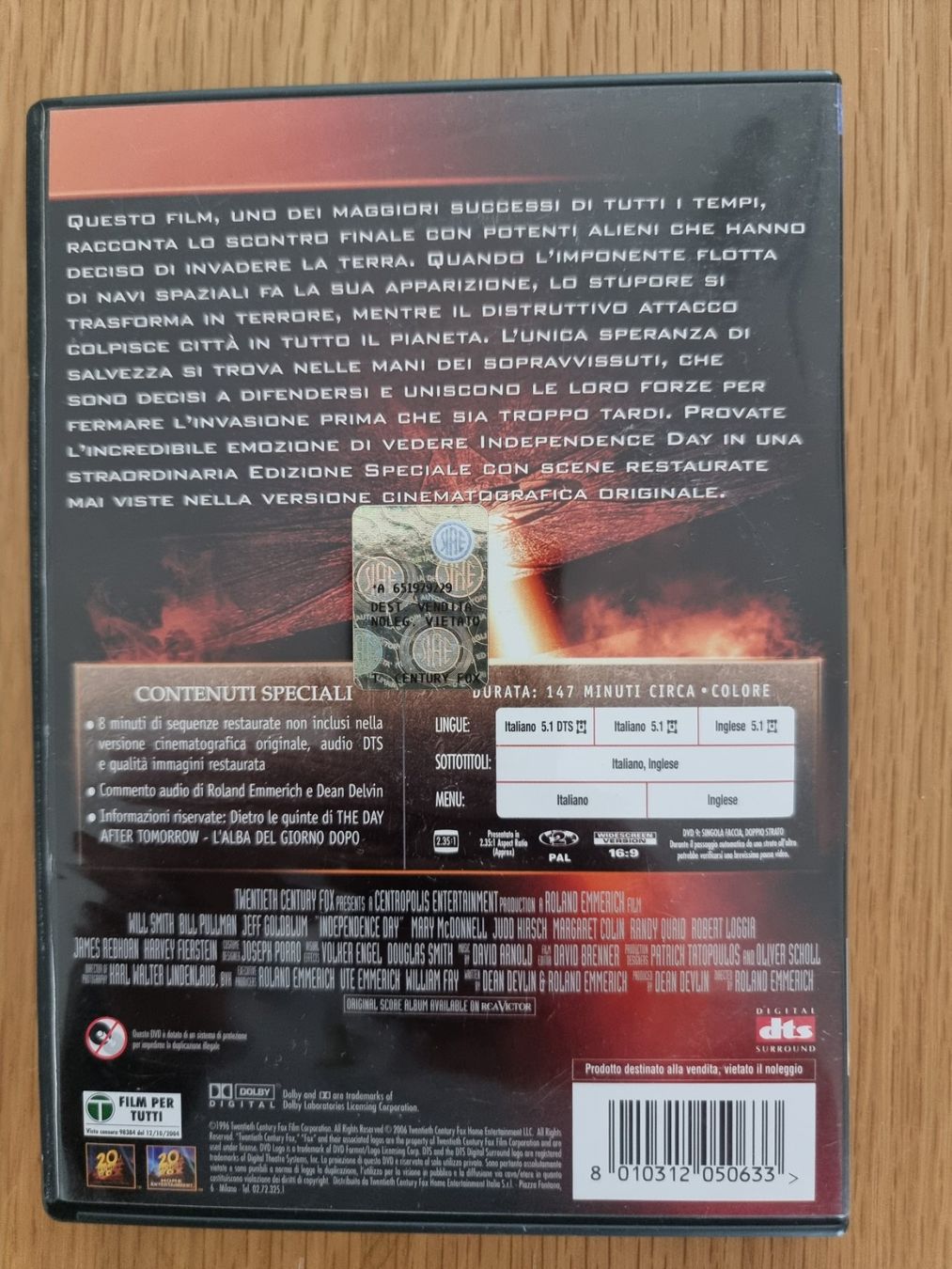 Tous les DVDs: Independence Day DVD Will Smith Italienisch – D'occasion à Näfels par energie2925 1