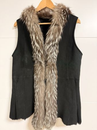 Lammweste mit echtem Pelz – schwarz, Gr.M