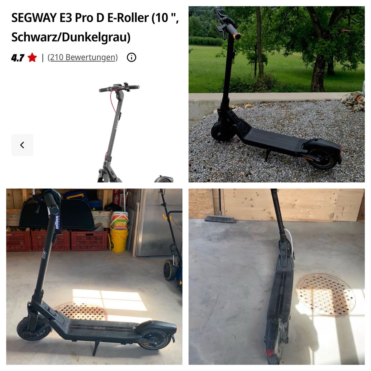 Scooter: SEGWAY E3 Pro D E-Roller 10" Schwarz/Dunkelgrau guter Zustan – Usato da Abtwil SG venduto da Calippo1 3