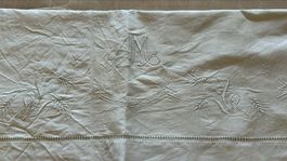 Vecchio lenzuolo ricamato e cifrato 234x268 cm